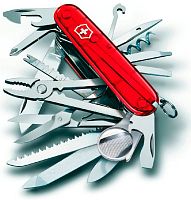 Мультитул для велосипеда Victorinox Нож перочинныйSWISS CHAMP 91мм полупрозрачный красный